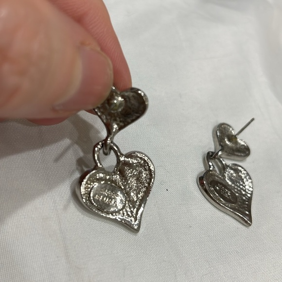 Double heart earrings. Silver blue, nice quality - Picture 7 of 8